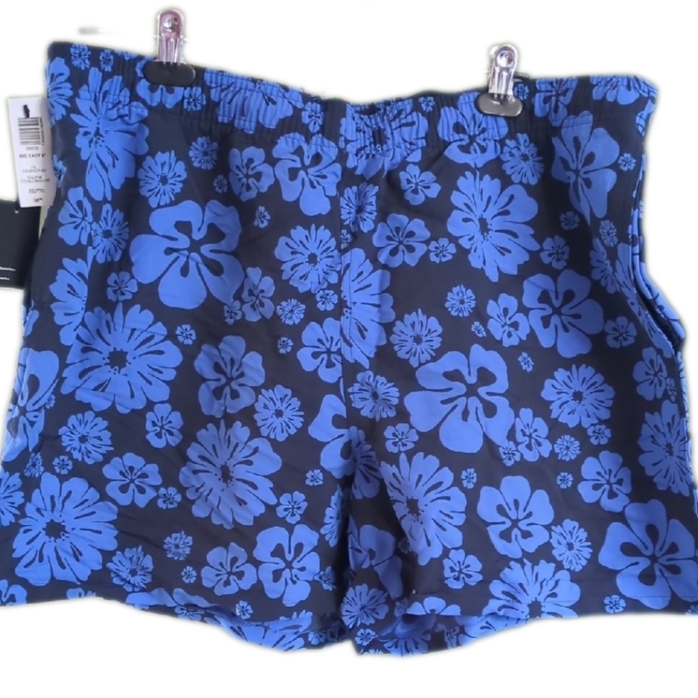 TNA Big Easy 5" Blue Tropical Print Shorts With Pockets & Drawstring 2XL NWT